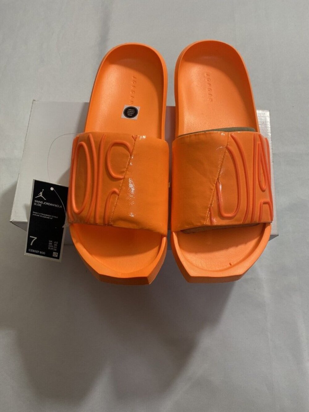 New Womens Size 7 Orange Jordan Nola Slides CZ8027 800